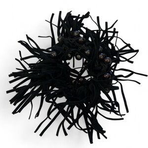 Vintage Black Beaded Fringe Scrunchie Hair Accessory